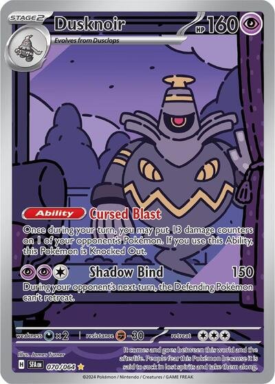 Pokémon card: Dusknoir 070/064 from Shrouded Fable (Illustration Rare), Psychic type, front of card