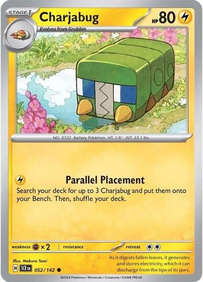 Pokémon card: Charjabug 052/142 from Stellar Crown (Common), Lightning type, front of card