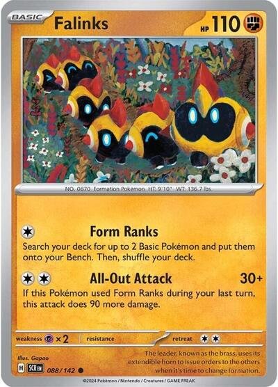 Pokémon card: Falinks 088/142 from Stellar Crown (Common), Fighting type, front of card
