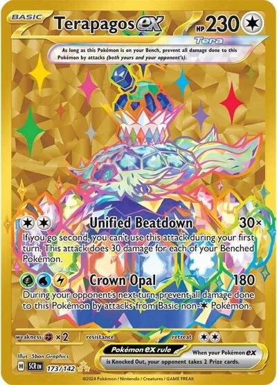 Pokémon card: Terapagos ex 173/142 from Stellar Crown (Hyper Rare), Colorless type, front of card