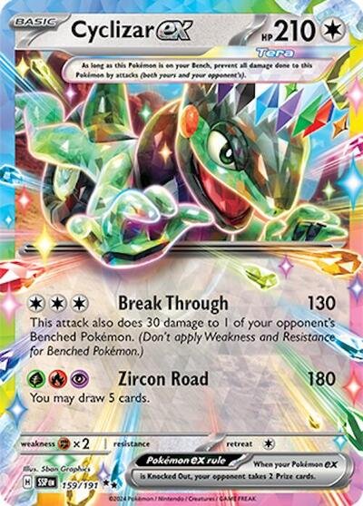 Pokémon card: Cyclizar ex 159/191 from Surging Sparks (Double Rare), Colorless type, front of card
