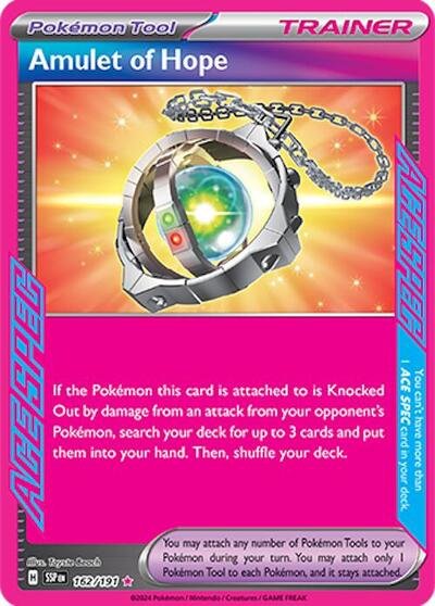Pokémon card: Amulet of Hope 162/191 from Surging Sparks (ACE SPEC Rare), front of card