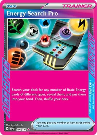 Pokémon card: Energy Search Pro 176/191 from Surging Sparks (ACE SPEC Rare), front of card