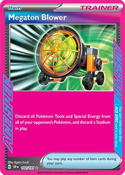 Pokémon card: Megaton Blower 182/191 from Surging Sparks (ACE SPEC Rare), front of card