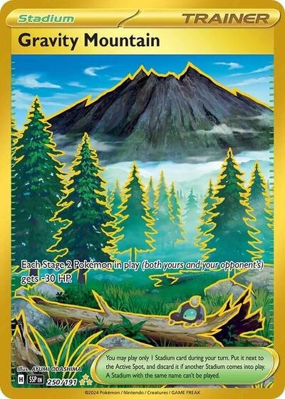 Pokémon card: Gravity Mountain 250/191 from Surging Sparks (Hyper Rare), front of card