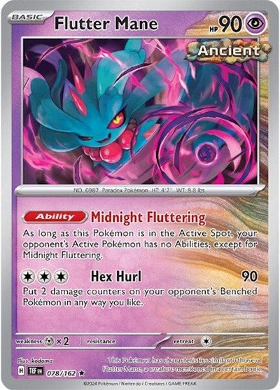 Pokémon card: Flutter Mane 078/162 from Temporal Forces (Rare), Psychic type, front of card