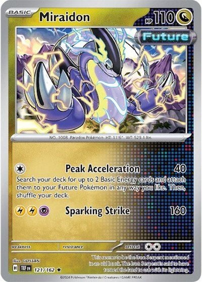Pokémon card: Miraidon 121/162 from Temporal Forces (Rare), Dragon type, front of card