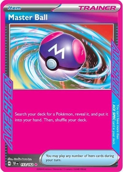 Pokémon card: Master Ball 153/162 from Temporal Forces (ACE SPEC Rare), front of card