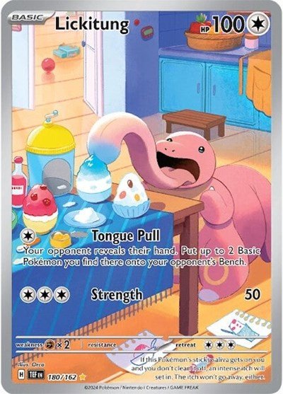 Pokémon card: Lickitung 180/162 from Temporal Forces (Illustration Rare), Colorless type, front of card