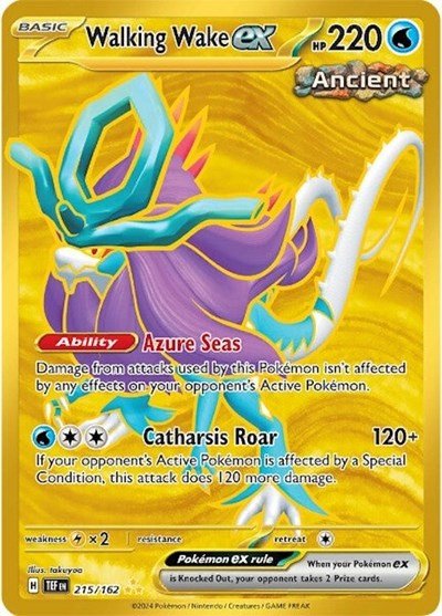 Pokémon card: Walking Wake ex 215/162 from Temporal Forces (Hyper Rare), Water type, front of card