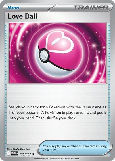 Pokémon card: Love Ball 156/167 from Twilight Masquerade (Uncommon), front of card