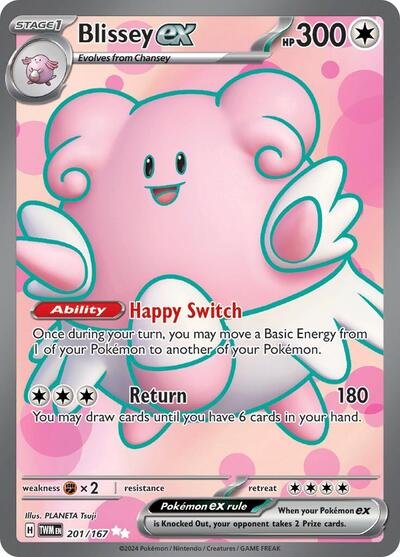 Pokémon card: Blissey ex 201/167 from Twilight Masquerade (Ultra Rare), Colorless type, front of card