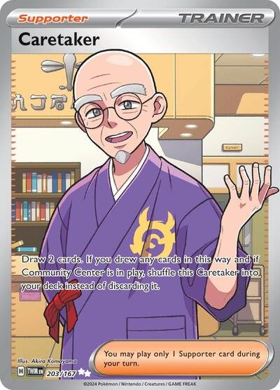 Pokémon card: Caretaker 203/167 from Twilight Masquerade (Ultra Rare), front of card