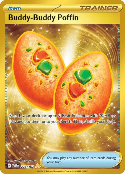 Pokémon card: Buddy-Buddy Poffin 223/167 from Twilight Masquerade (Hyper Rare), front of card