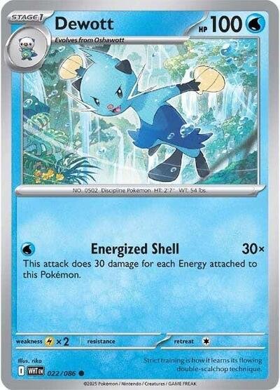 Pokémon card: Dewott (Poke Ball Pattern) 022/086 from White Flare (Common), Water type, front of card