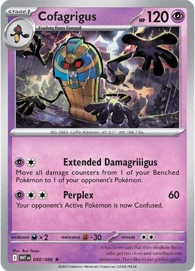 Pokémon card: Cofagrigus 040/086 from White Flare (Rare), Psychic type, front of card