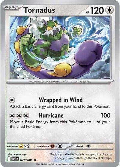 Pokémon card: Tornadus (Poke Ball Pattern) 078/086 from White Flare (Rare), Colorless type, front of card
