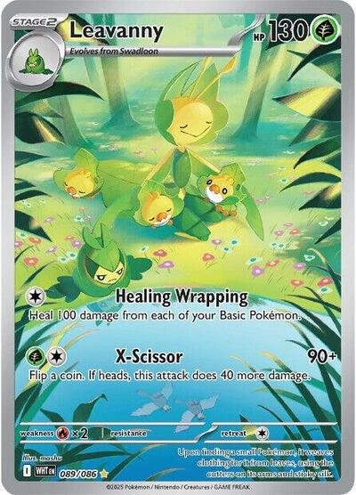 Pokémon card: Leavanny 089/086 from White Flare (Illustration Rare), Grass type, front of card
