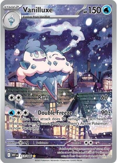 Pokémon card: Vanilluxe 113/086 from White Flare (Illustration Rare), Water type, front of card
