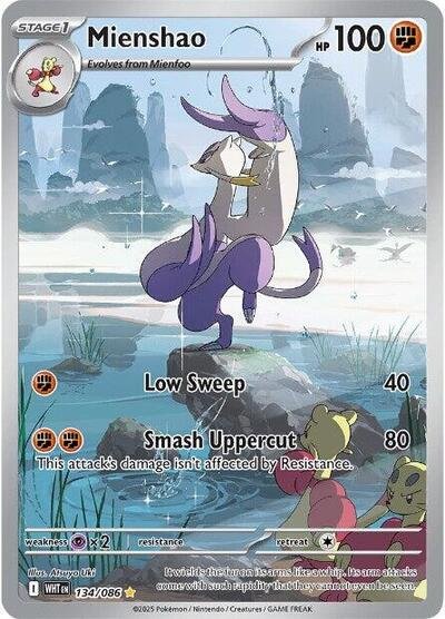 Pokémon card: Mienshao 134/086 from White Flare (Illustration Rare), Fighting type, front of card