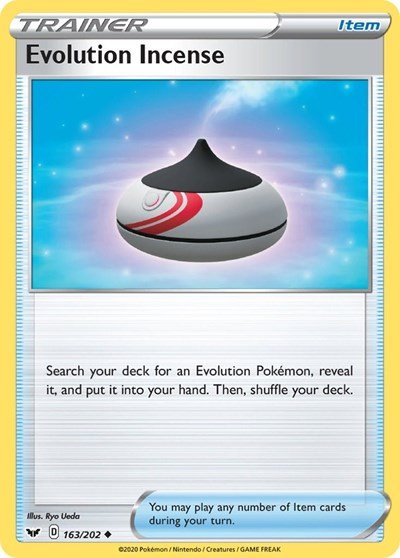 Pokémon card: Evolution Incense 163/202 from Sword & Shield base set (Uncommon), front of card