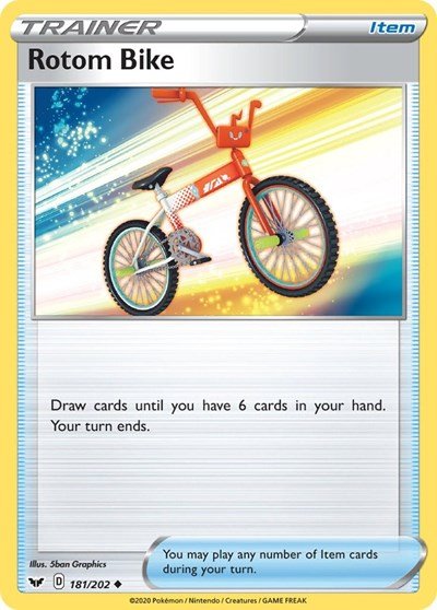 Pokémon card: Rotom Bike 181/202 from Sword & Shield base set (Uncommon), front of card