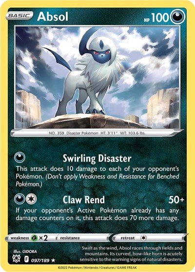 Pokémon card: Absol 097/189 from Astral Radiance (Holo Rare), front of card
