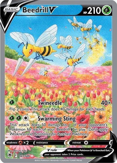 Pokémon card: Beedrill V (Alternate Full Art) 161/189 from Astral Radiance (Ultra Rare), Grass type, front of card
