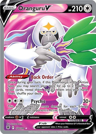 Pokémon card: Oranguru V (Full Art) 179/189 from Astral Radiance (Ultra Rare), front of card