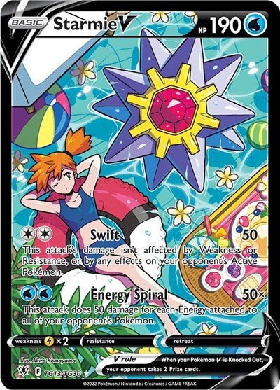 Pokémon card: Starmie V TG13/TG30 from Astral Radiance Trainer Gallery (Ultra Rare), Water type, front of card