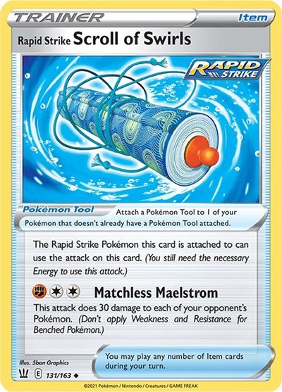 Pokémon card: Rapid Strike Scroll of Swirls 131/163 from Battle Styles (Uncommon), front of card