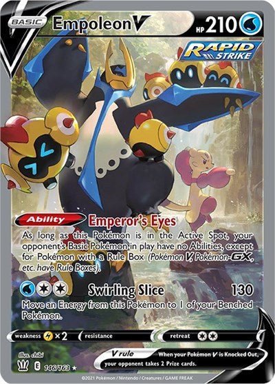 Pokémon card: Empoleon V (Alternate Full Art) 146/163 from Battle Styles (Ultra Rare), Water type, front of card