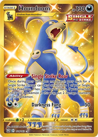 Pokémon card: Houndoom 179/163 from Battle Styles (Secret Rare), Darkness type, front of card
