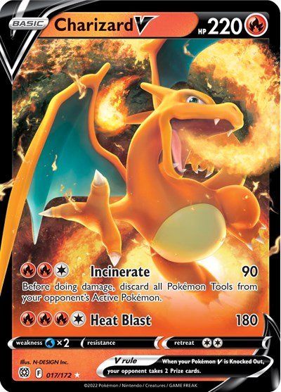 Pokémon card: Charizard V 017/172 from Brilliant Stars (Ultra Rare), Fire type, front of card