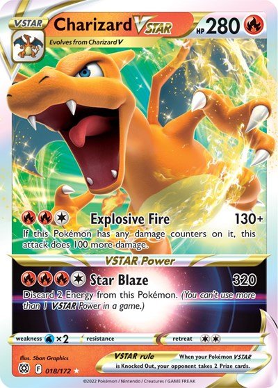 Pokémon card: Charizard VSTAR 018/172 from Brilliant Stars (Ultra Rare), Fire type, front of card
