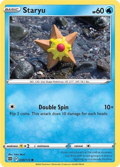 Pokémon card: Staryu 030/172 from Brilliant Stars (Common), Water type, front of card