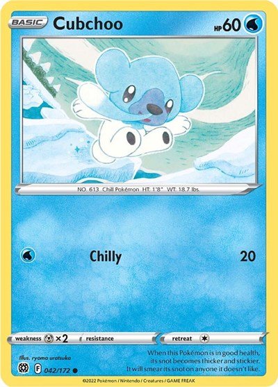 Pokémon card: Cubchoo 042/172 from Brilliant Stars (Common), Water type, front of card