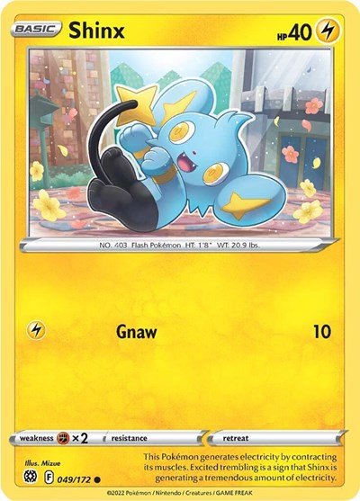 Pokémon card: Shinx 049/172 from Brilliant Stars (Common), Lightning type, front of card