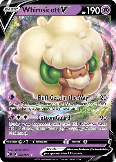 Pokémon card: Whimsicott V 064/172 from Brilliant Stars (Ultra Rare), Psychic type, front of card