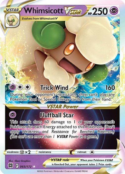 Pokémon card: Whimsicott VSTAR 065/172 from Brilliant Stars (Ultra Rare), Psychic type, front of card