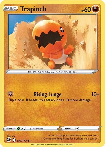 Pokémon card: Trapinch 074/172 from Brilliant Stars (Common), Fighting type, front of card