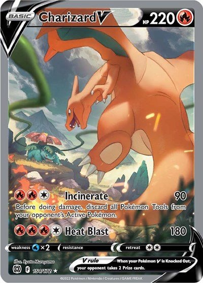 Pokémon card: Charizard V (Alternate Full Art) 154/172 from Brilliant Stars (Ultra Rare), Fire type, front of card