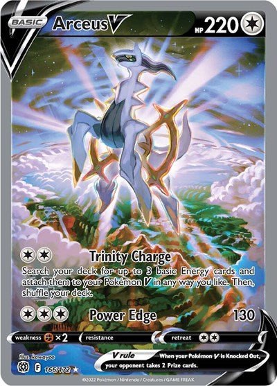 Pokémon card: Arceus V (Alternate Full Art) 166/172 from Brilliant Stars (Ultra Rare), Colorless type, front of card