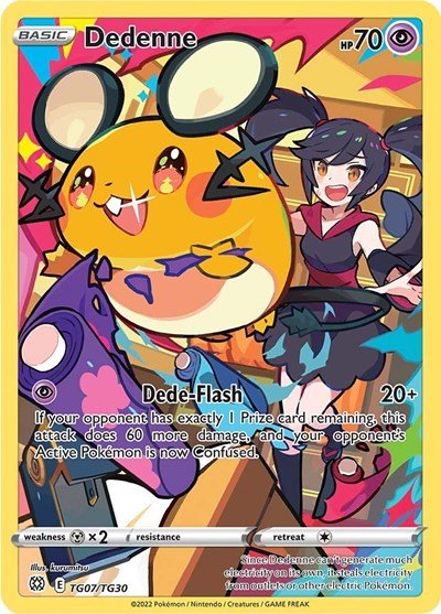 Pokémon card: Dedenne TG07/TG30 from Brilliant Stars Trainer Gallery (Ultra Rare), Psychic type, front of card