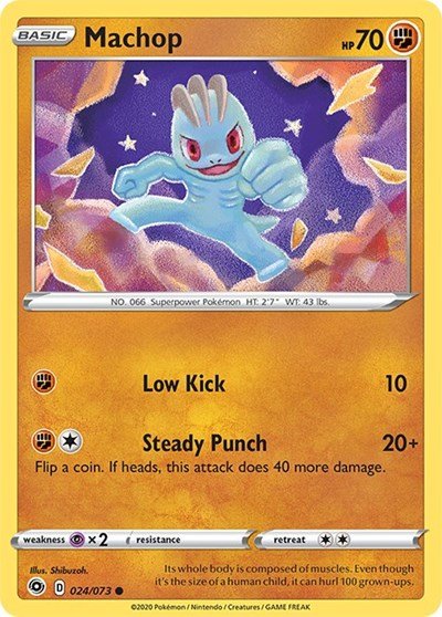 Pokémon card: Machop 024/073 from Champions Path (Common), Fighting type, front of card
