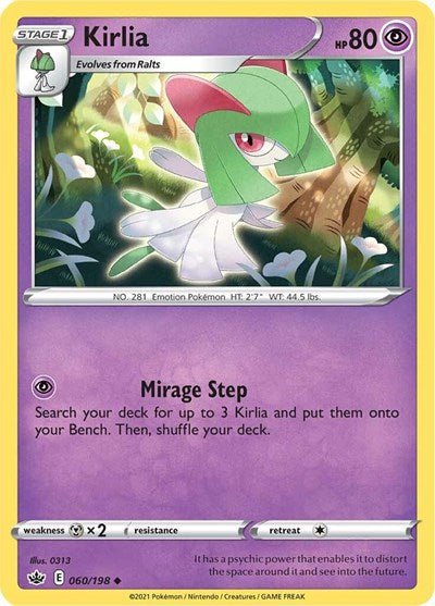 Pokémon card: Kirlia 060/198 from Chilling Reign (Uncommon), Psychic type, front of card