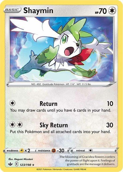 Pokémon card: Shaymin 123/198 from Chilling Reign (Holo Rare), Colorless type, front of card