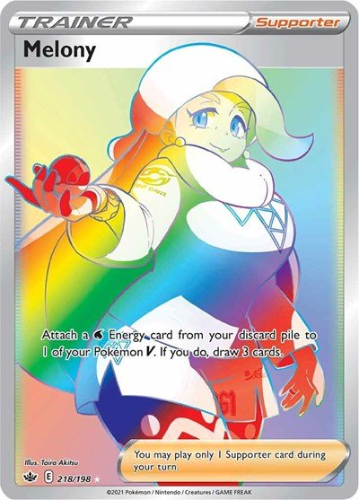 Pokémon card: Melony 218/198 from Chilling Reign (Secret Rare), front of card