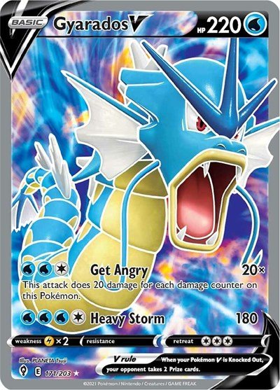Pokémon card: Gyarados V (Full Art) 171/203 from Evolving Skies (Ultra Rare), Water type, front of card