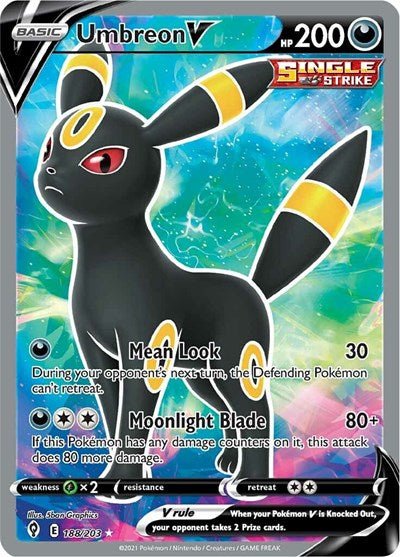 Pokémon card: Umbreon V (Full Art) 188/203 from Evolving Skies (Ultra Rare), Darkness type, front of card